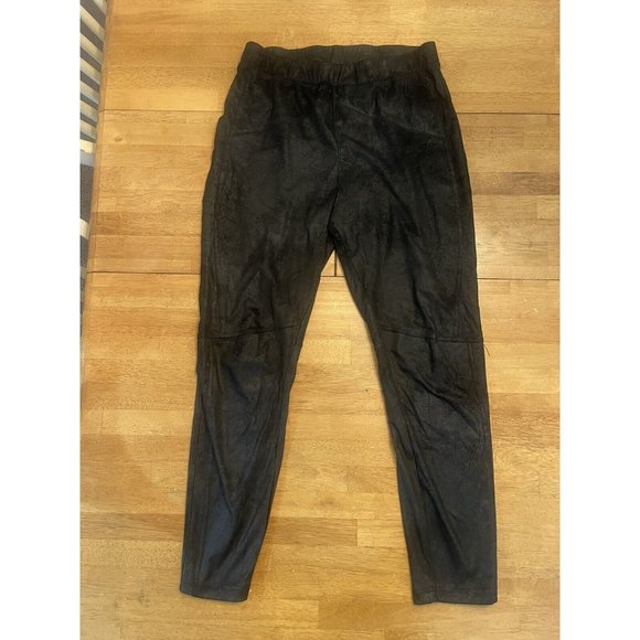 Free People Pants Womens Size M Black Faux Leather 100% Polyester - Picture 1 of 8